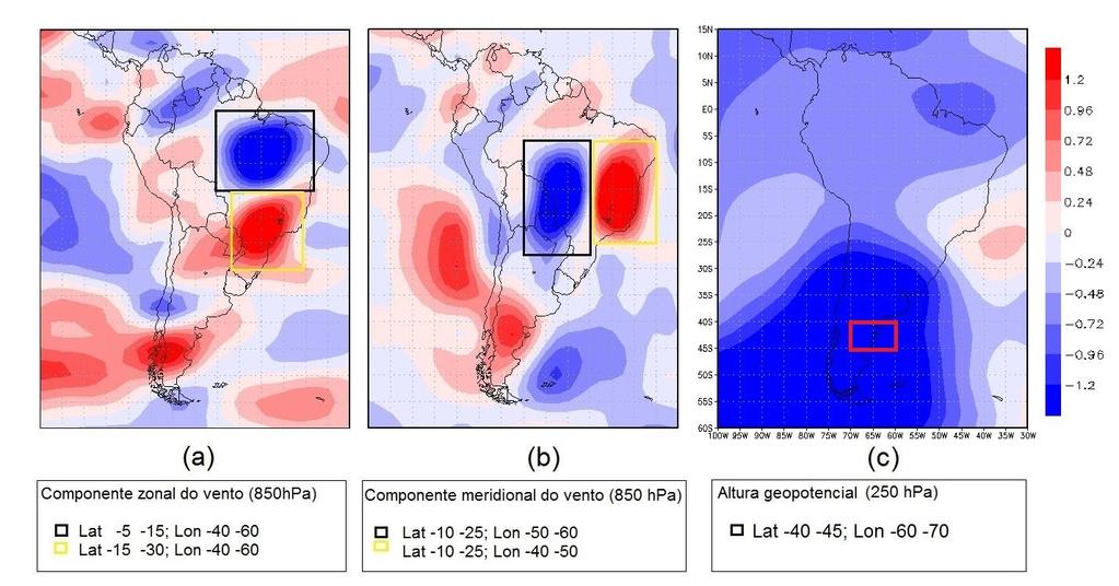 precipitação para áreas em que são identificadas as anomalias mais significativas permite definir com maior precisão os períodos em que a América do Sul apresenta a influência da ODP no período de