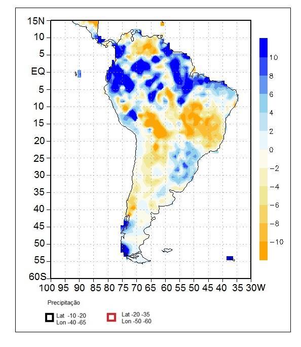 na Figura 32, que a variabilidade temporal da anomalia da precipitação na área B1 aproxima-se da variabilidade da ODP, com valores negativos no 1º e 3º subperíodos e valores positivos no 2º