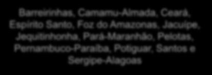 Santo, Paraná, Parnaíba, Potiguar, Recôncavo, São Francisco, Sergipe-Alagoas e Tucano *incluídos os 46 blocos não arrematados na 15ª Rodada 954 áreas em 13 bacias marítimas Barreirinhas,