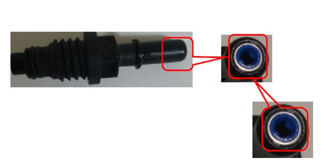 Figura 25 Conector de sucção: Verificar a parte interna utilizando uma lupa e luz