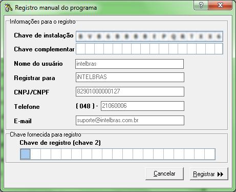 Chave complementar em branco Registrando o software rêmora São José, 16 de Abril de 2018 Após instalar o software rêmora, ao tentar registrar o produto o campo da chave complementar fica em branco.