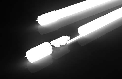 ESQUEMA ELÉTRICO PARA INSTALAÇÃO DE LÂMPADAS TUBULARES E-LED ENERBRAS PADRÃO DIMENSIONAL T8: tubo com diâmetro de 1 (25,4mm), compatível com todas as