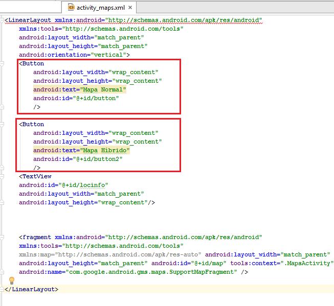 Alteração do Layout para permitir que o tipo de mapa seja definido como Normal ou Híbrido