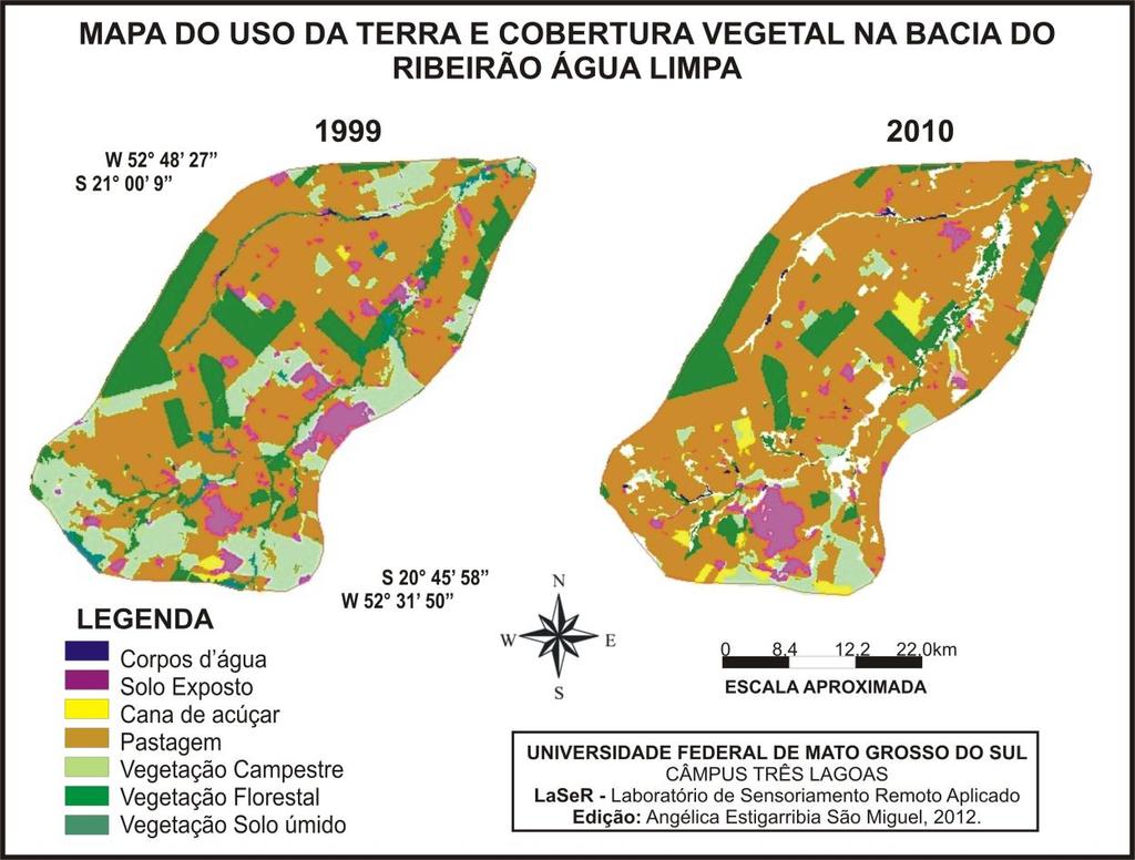 predominante na bacia, sendo que em 1999 ela ocupava uma área de 54,9% e passou em 2010 para 67,36%, essa área é predominantemente ocupada por campos de cerrado, que é característico da região.