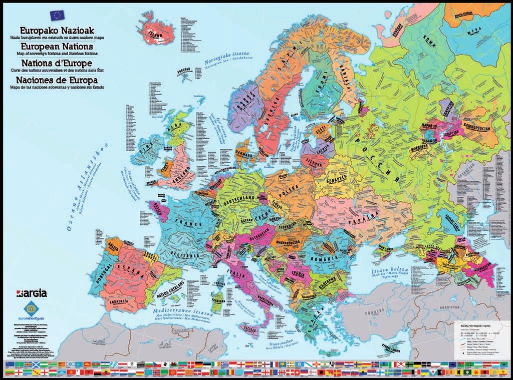 Europa erakusten digutena baino askoz ere anitzagoa eta ederragoa da EUROPAKO HERRIEN MAPA EUSKARAZ 15 bidalketa barne Euskal Herrian Neurria: 84.1 x 59.