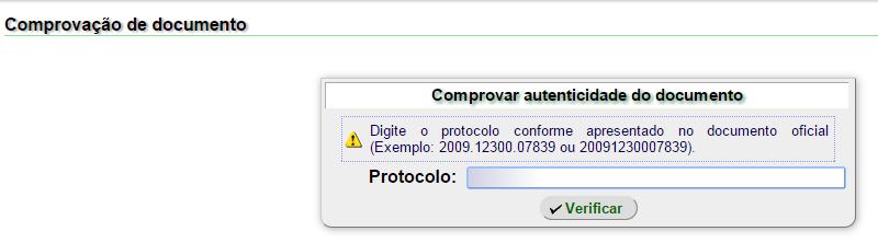 Protocolo de Verificação da Autenticidade No final da página dos certificados, no canto inferior esquerdo, há um número de protocolo e um link para comprovação do documento.