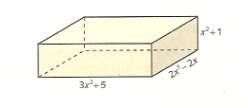 6- A figura a seguir representa as dimensões de um paralelepípedo reto retângulo. Determine o polinômio v(x) que representa o volume do paralelepípedo.