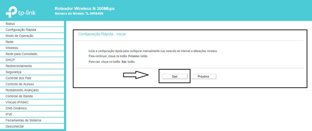 CONFIGURANDO TP-LINK A primeira tela sugere uma