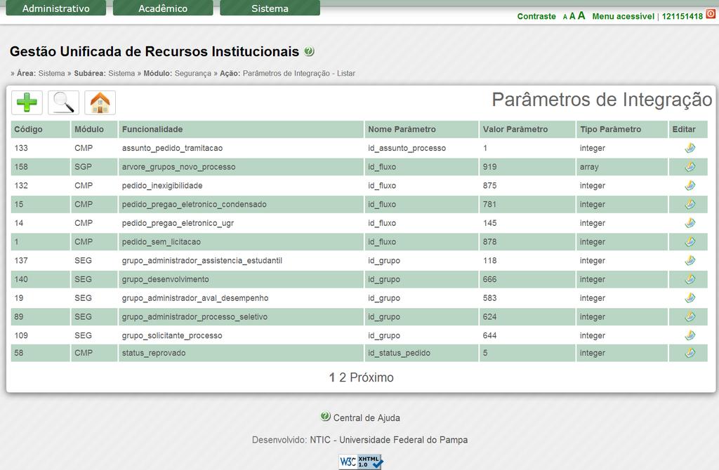 Para que você adicione um item de menu, basta você selecionar um filtro (Módulo) e se desejar, digitar um Nome ao lado do filtro, por fim, clicar em ( ).