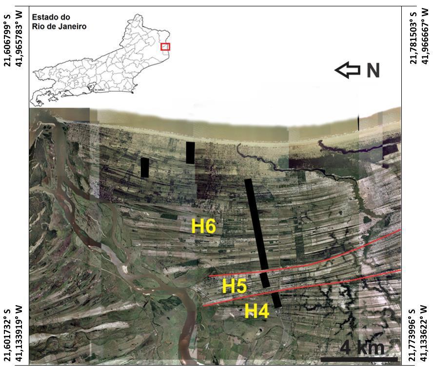 Figura 5: Mapa de coleta das amostras na região denominada Sul l, próximo ao rio Paraíba do Sul.