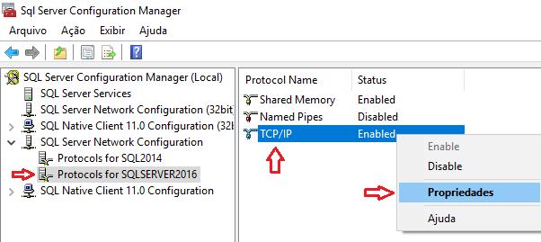 Para alterar o a porta, basta voltar ao SQL Server Configuration Manager (item 2.2.1. deste documento) e indicar a porta que você desejar nos locais que vamos mostrar nas figuras abaixo.