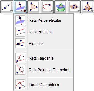 Reta Perpendicular Ao clicar nesta ferramenta, selecione um ponto e, em seguida, um plano.