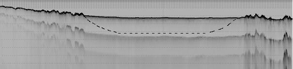 30 m 30 m Perfis Longitudinais Perfil 39 (Figura 16) Neste perfil foram identificados apenas 2 tipos de ecocaráter (1 e 4).