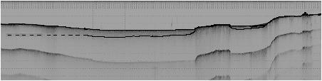 40 m 40 m Perfil 40 (Figura 17) Foram encontrados quatro tipos de ecocaráter (1, 2, 4 e 5).