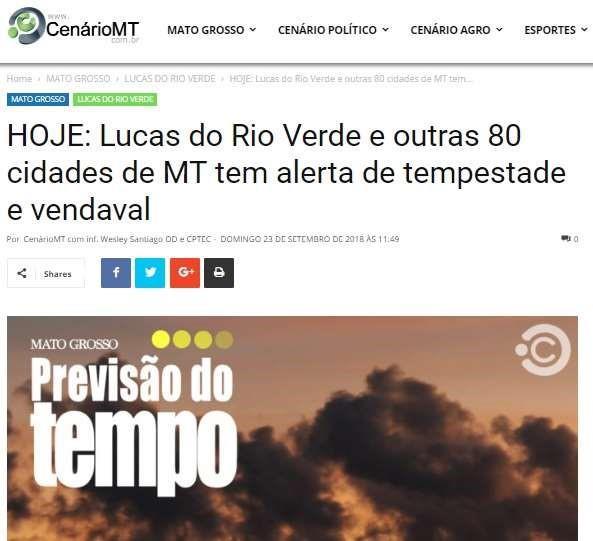 Figura 4 Evidências de tempestades no dia 23/09 no estado do Mato Grosso.