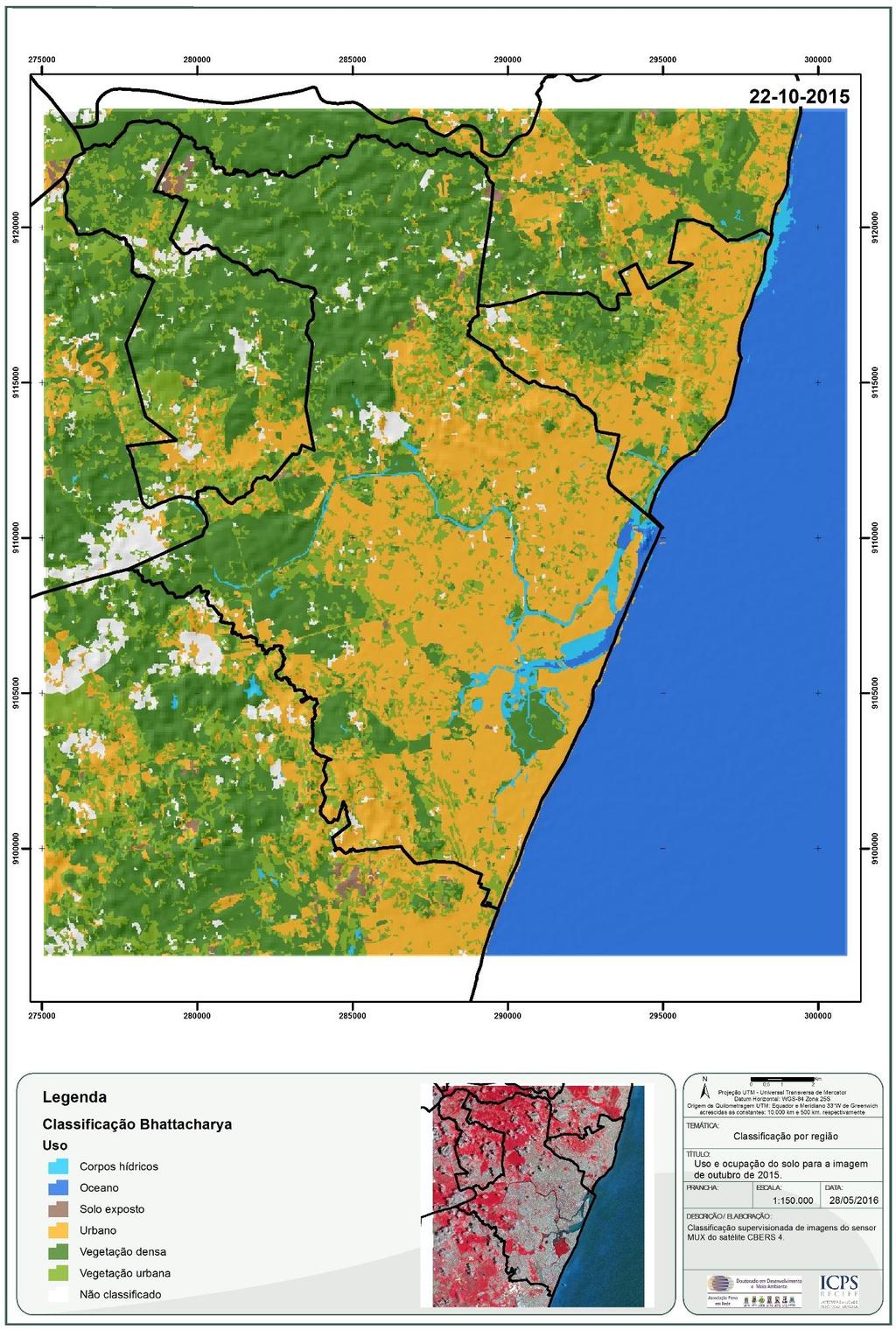 Figura 4 Classificação de uso e cobertura do solo de outubro de 2015, através de