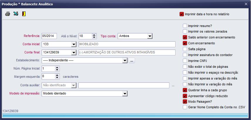 O caminho para tal é Contabilidade > Relatórios > Balancete Analítico.