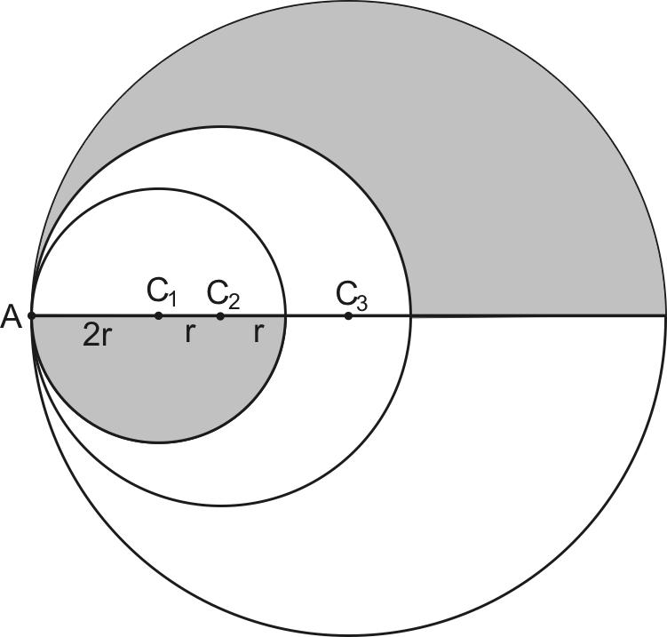 Se os raios das circunferências de centros C e C medem, respectivamente, r e r, então a área da região sombreada vale, em unidades de área, a) b) 55 6 π r c) π r 8 8 9 π r d) 8π r 0 - Um sólido