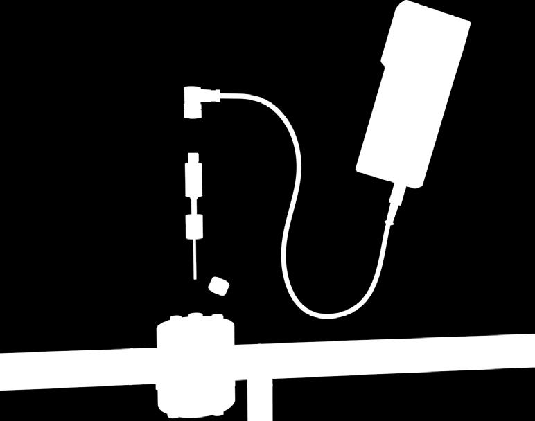 Exemplo de aplicação Medição de temperatura para validação de planta ou ponto de medição Cabo de conexão externa com indicador portátil de temperatura (hand held) Elemento de medição do modelo TR21-A