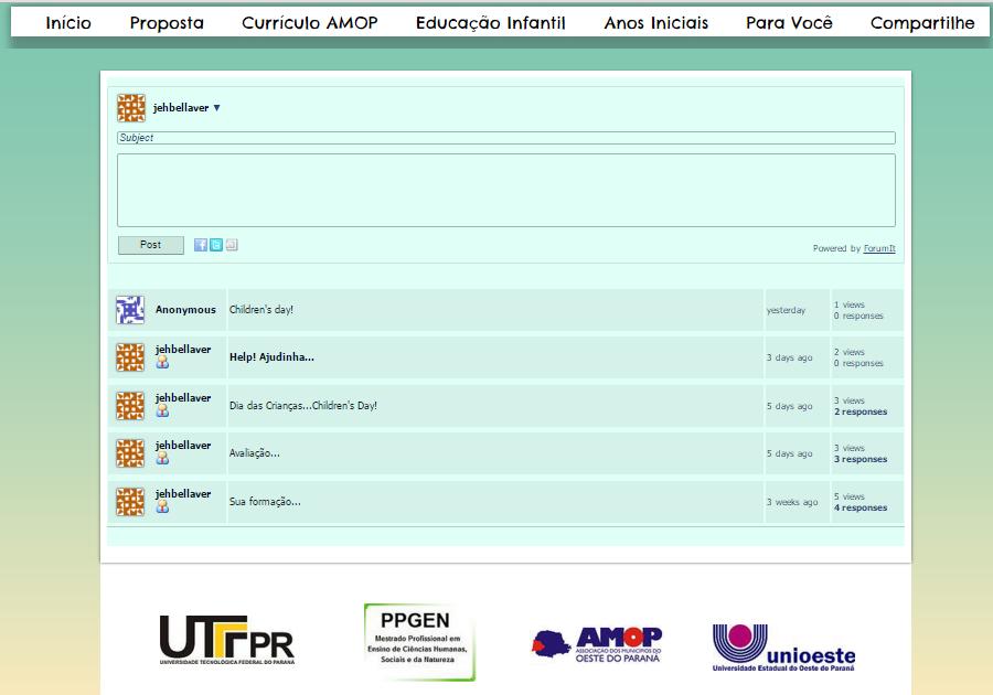 Figura 9 Imagem da ferramenta de comunicação assíncrona utilizada (Fórum).