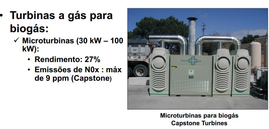 substâncias não combustíveis no biogás (água, CO2)