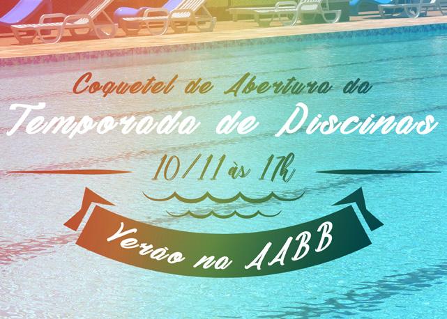 Abertura da Temporada de Piscinas A temporada 2018/2019 de piscinas da AABB Santa Cruz do Sul terá início no próximo dia 10/11 (sábado) e para comemorar, teremos coquetel exclusivo e delicioso no dia