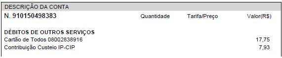 Taxas de terceiros e CIP Débitos de outros serviços: Aqui são lançadas as cobranças de terceiros e