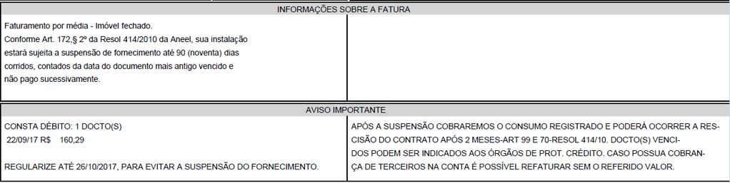 Orientações ao Consumidor: Por Dentro da Conta de Luz Informações sobre a fatura/ avisos importantes: nesses campos temos informações