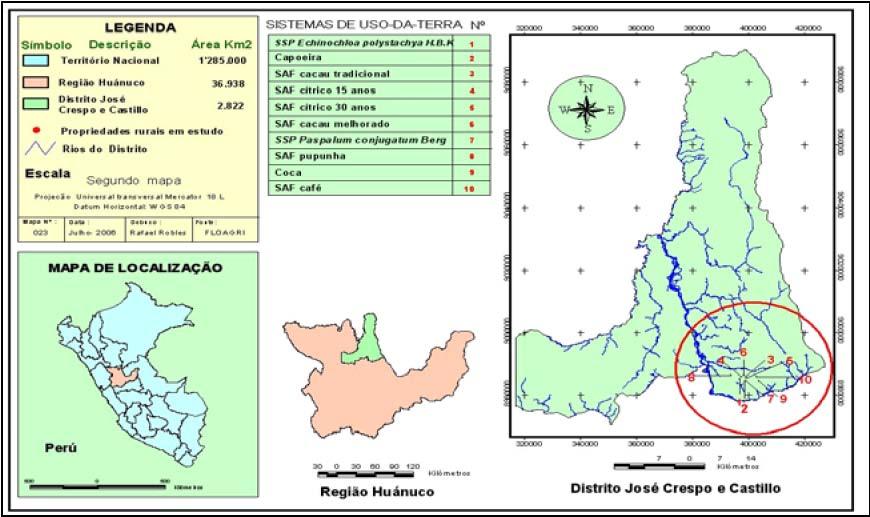 170 Rios Alvarado et al. Figura 1. Localização geográfica da área de estudo no Distrito de José Crespo e Castillo, Peru.
