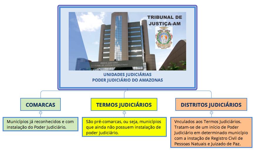 º Para fins de administração do Poder Judiciário, o Estado do Amazonas tem como unidades judiciárias Comarcas, Termos Judiciários, e