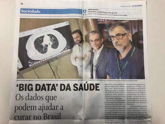 O Globo, 26-8-18 Equipe de 25 pesquisadores que digitalizam e organizam dados médicos de 1,6 milhão de pacientes