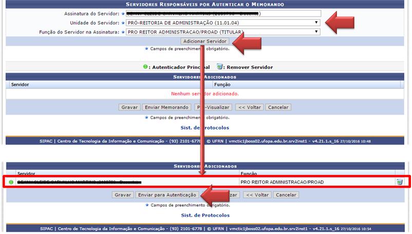 Memorando Eletrônico PASSO 5 Digitar o nome e selecionar o(a)