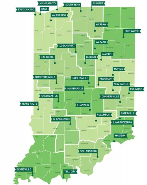 EDUCAÇÃO IVY TECH E VINCENNES UNIVERSITY Bloomington Indiana Central (Indianápolis) Columbus/Franklin Centro-leste (Anderson, Marion, Muncie, New Castle) Kokomo (Kokomo, Logansport, Wabash) Lafayette