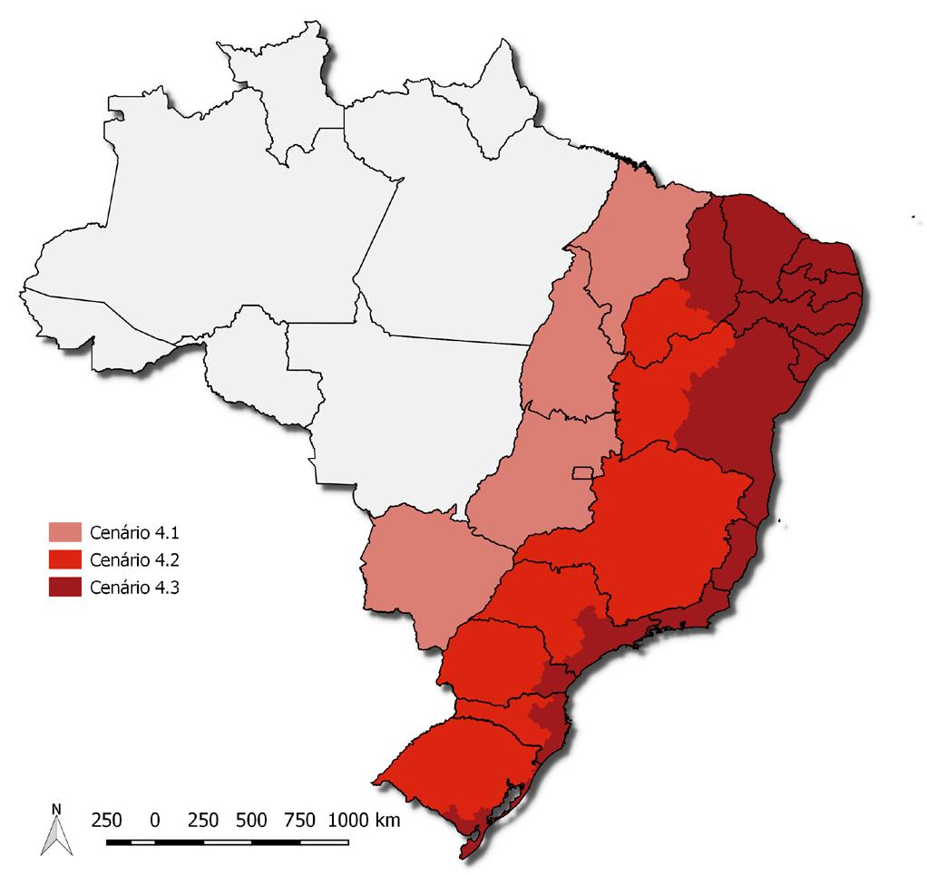 Secretaria de Vigilância em Saúde Ministério da Saúde Figura 5 Mapa do Brasil representando Cenário Epidemiológico 4 e Nível de Ativação III do Coes Fonte: Programa Nacional de Vigilância da Febre