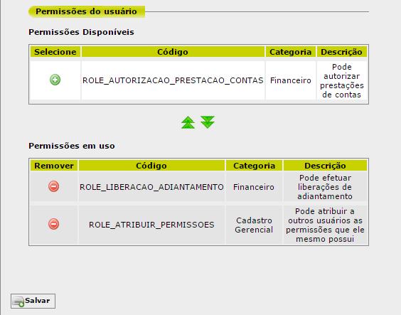 Parametrização Liberar adiantamento e autorizar prestação de contas Após a aprovação da SV é necessário liberar o adiantamento ou prestação de contas solicitado, e para isso um usuário tem que ter