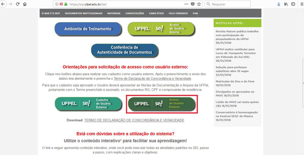 III. Login, Recuperar Senha de Acesso e Tela Inicial A.