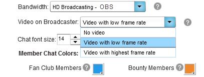 in broadcaster) (O transmissor Streamray não mostra vídeo, mas proporciona melhor banda larga(downstream bandwidth)) vídeo com baixa freência de