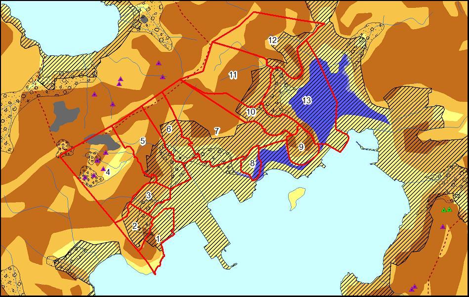 Legenda Área de Estudo Suscetibilidade a movimentos gravitacionais de massa Média Baixa Suscetibilidade a inundações Média Baixa Enxurrada Feições associadas a movimentos de massa e processos