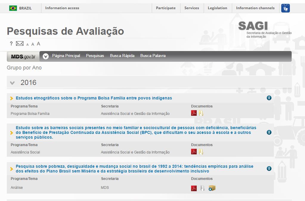 Portal da SAGI-MDS: www.mds.