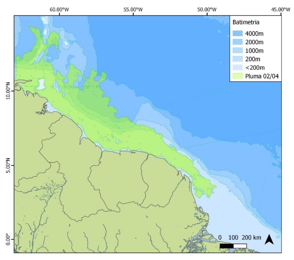 Pode-se observar que os meses com as menores áreas da pluma foram outubro, novembro e dezembro. O que coincide com os meses que compõem o período de seca ( Low water season ).