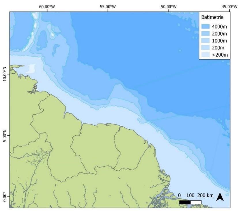 2. Metodologia 2.1.Área de Estudo A área de estudo foi delimitada entre as latitudes 20º N - 0º S e as longitudes 65º O 45º O.