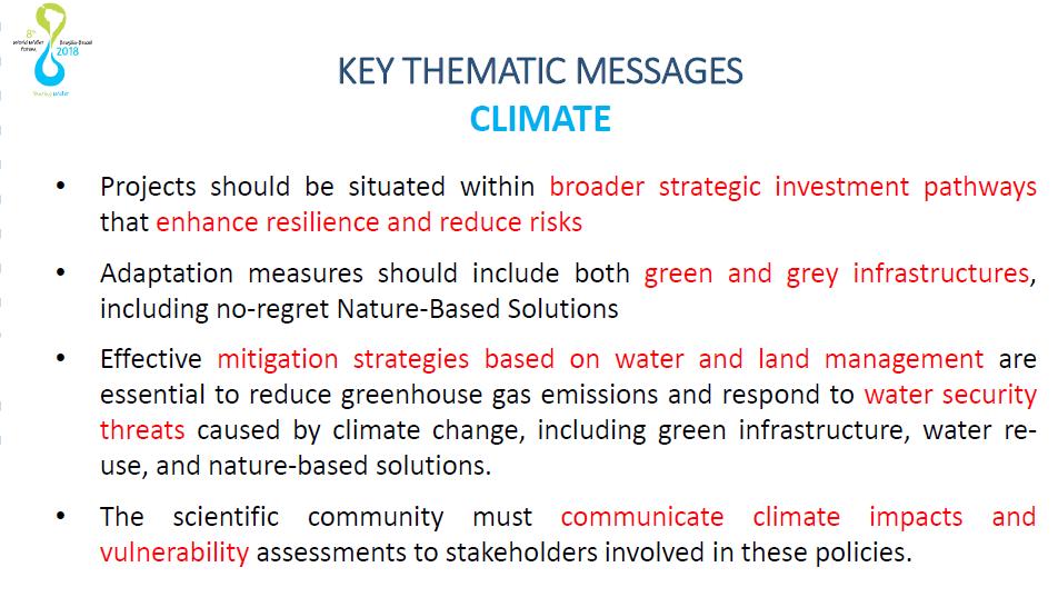 Key thematic messages on Climate