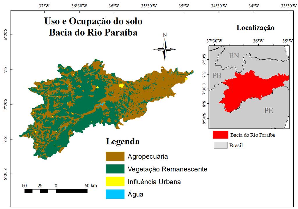 O uso do solo na bacia do Rio Paraíba é caracterizado intensivamente pela prática da
