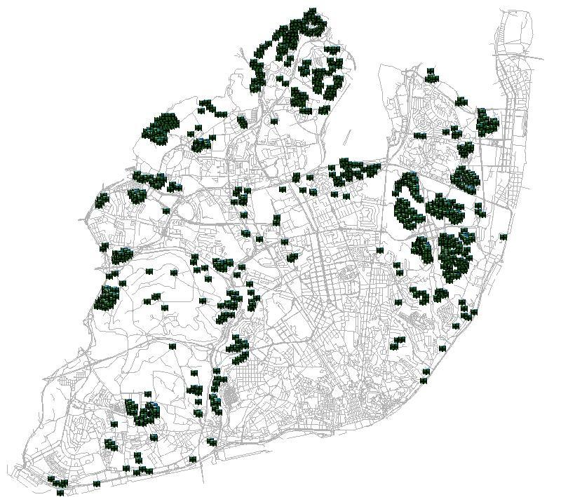Mapa 3 Localização das ecoilhas na cidade de Lisboa Quadro 2 Sistemas de recolha seletiva Equipamento de deposição Resíduos Produtores Porta a porta Contentores com tampas de cor diferenciada