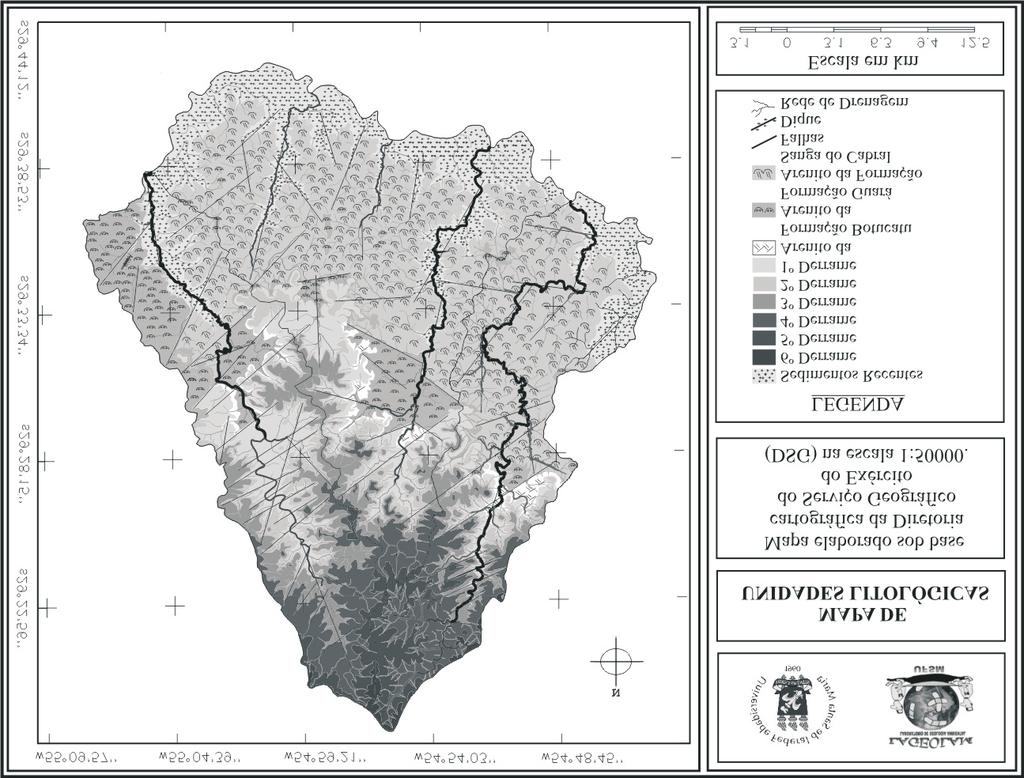 Figura 5 - Mapa de Unidades Litológicas Scherer et al (2002) classificam essa sequência como Neojurássica, correspondendo litoestratificamente à Formação Guará.