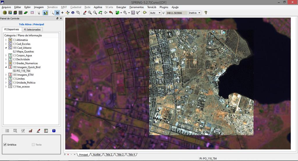 banco de dados imagens do sensor ETM+ do satélite Landsat-7 e uma imagem sintética do