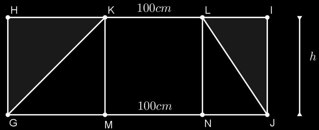 Como a medida desta base é a metade da medida da base do retângulo que foi extraído, sua área é um quarto da área do retângulo.