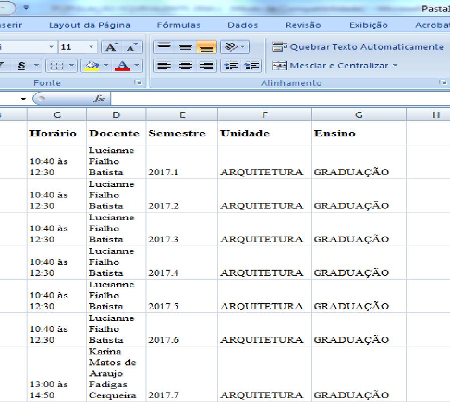 A visualização final da planilha utilizada para organizar as informações para o cálculo da População Consumidora Equivalente encontra-see apresentada a seguir: 2.