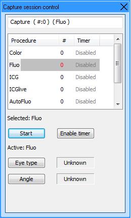 Nota, Quando selecciona, por exemplo, será apresentada o procedimento Fluo, uma janela negra de sessão de captação. O IMAGEnet I-base está agora pronto para receber imagens.