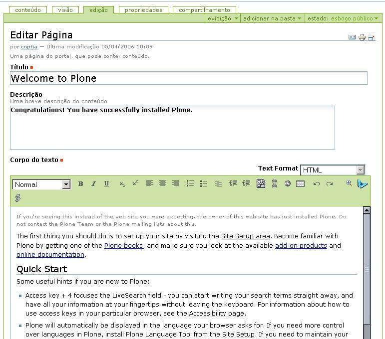 Alterando o arquivo Inicial do Site da Intranet Editor de Texto KUPU O index inicial pode ser alterado Clicar na opção Edição na série de abas no canto